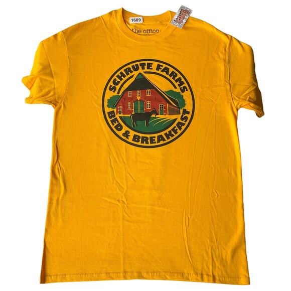 The Office Men Short Sleeve T-shirt size M,Yellow, Schrute Farms Bed & Breakfast - Picture 1 of 7